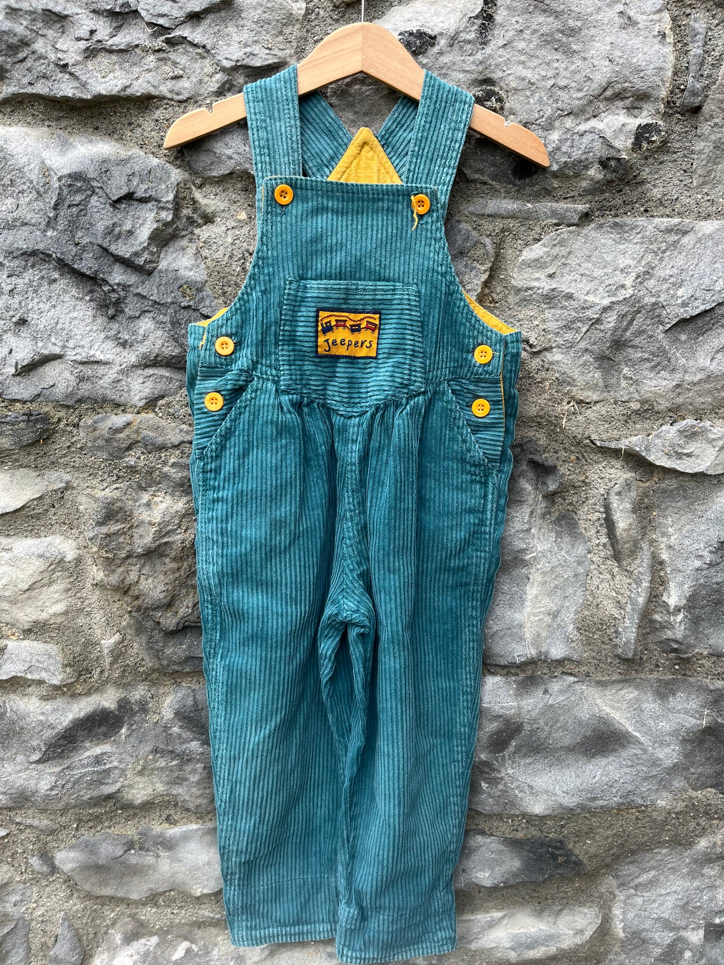 80s Petrol cord dungarees 18-24m (86-92cm)