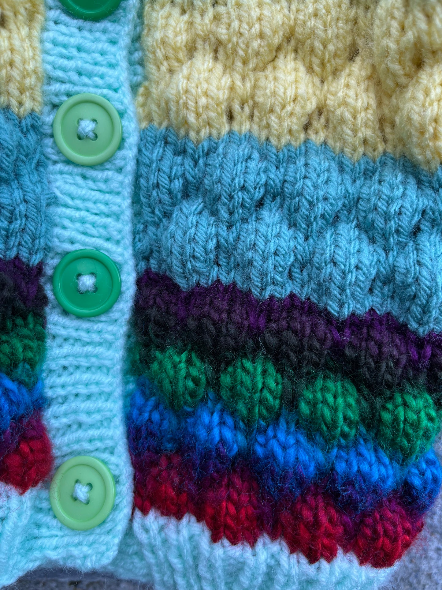 Green&blue bubble knit cardigan 3-6m (62-68cm)