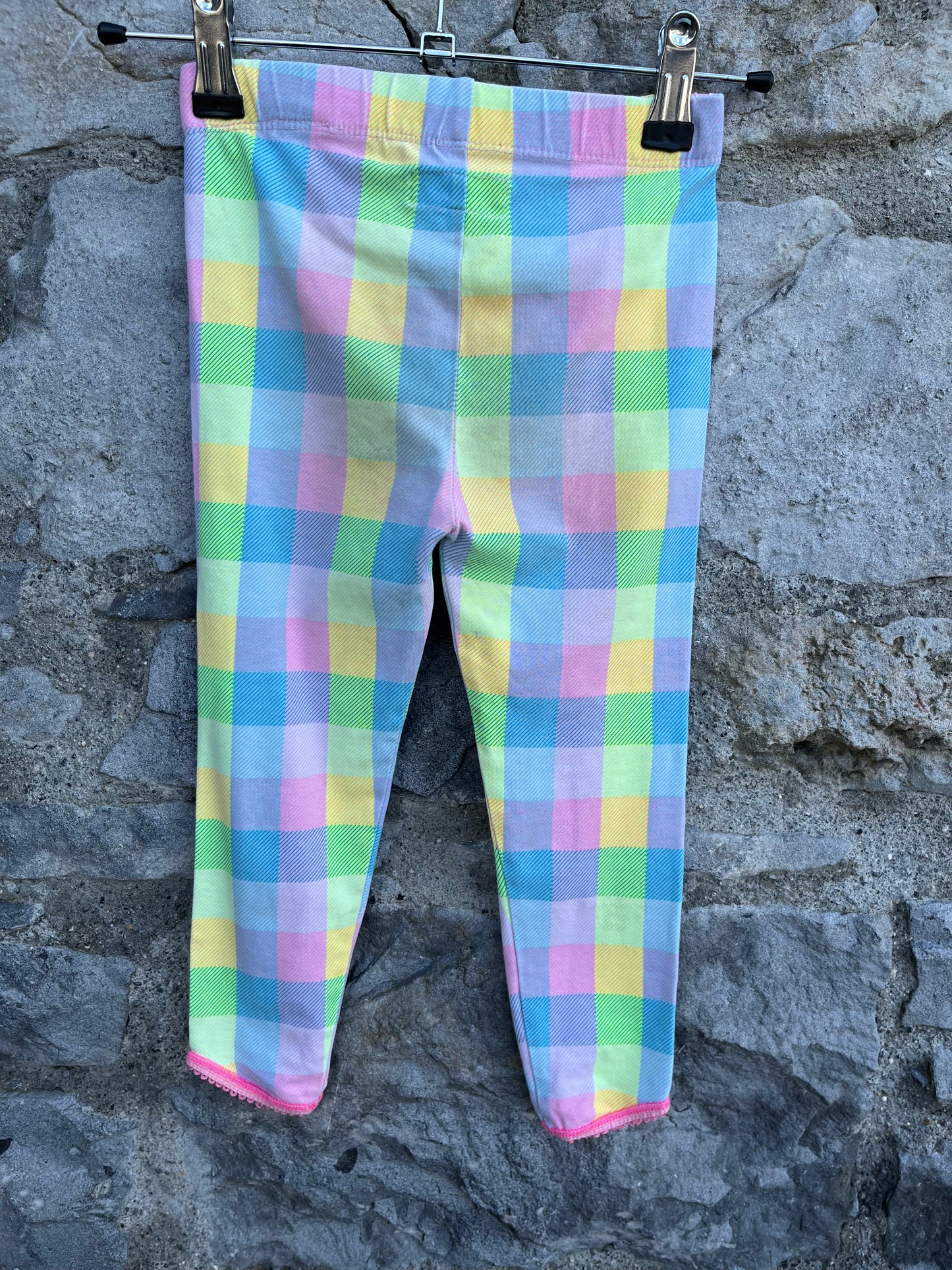 Rainbow check leggings 3y (98cm)