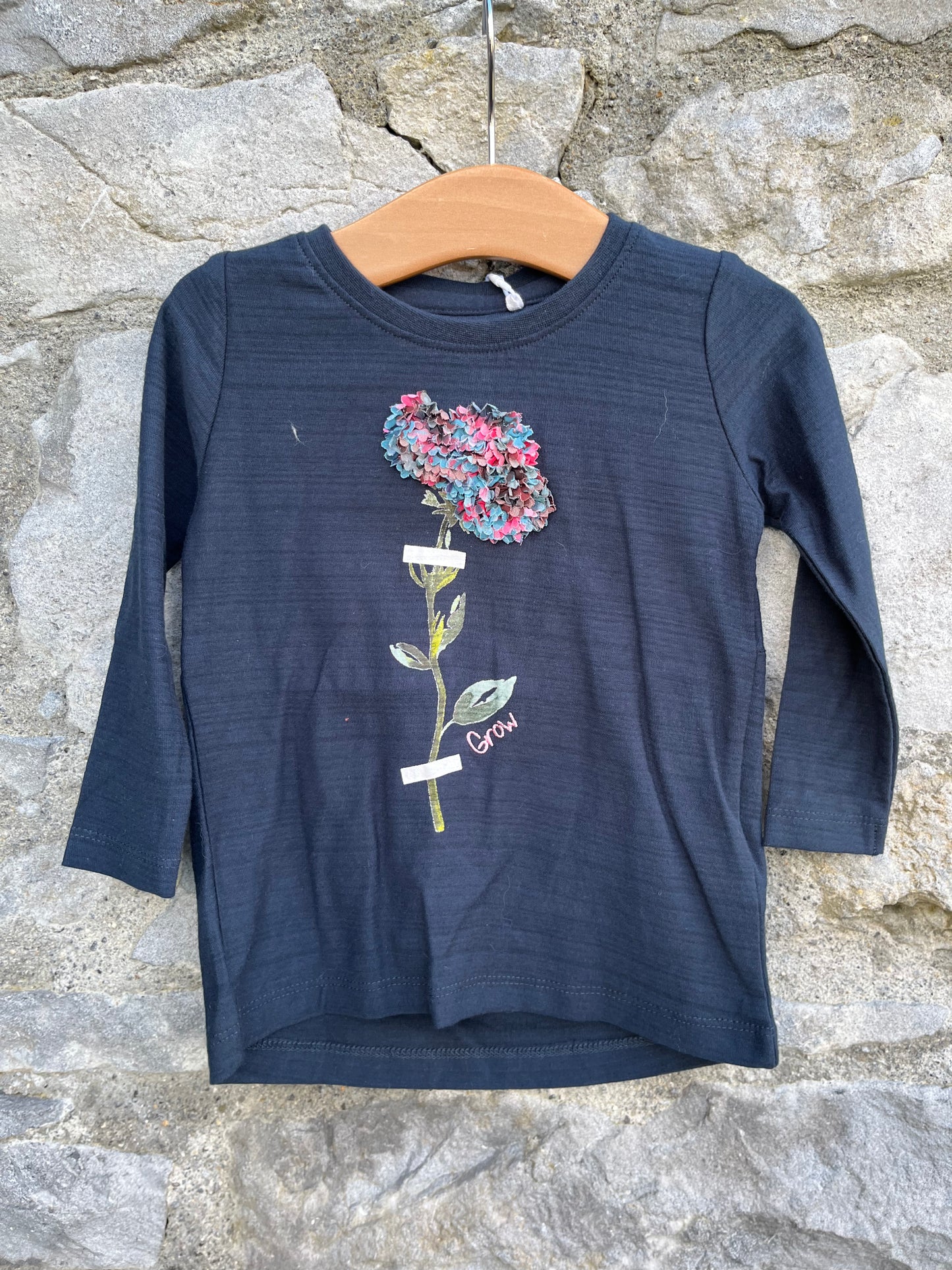 Navy floral top 9-12m (74-80cm)