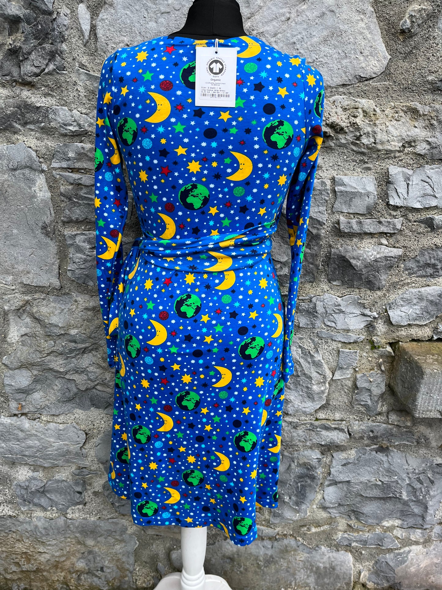 Blue Mother Earth wrap dress uk 8
