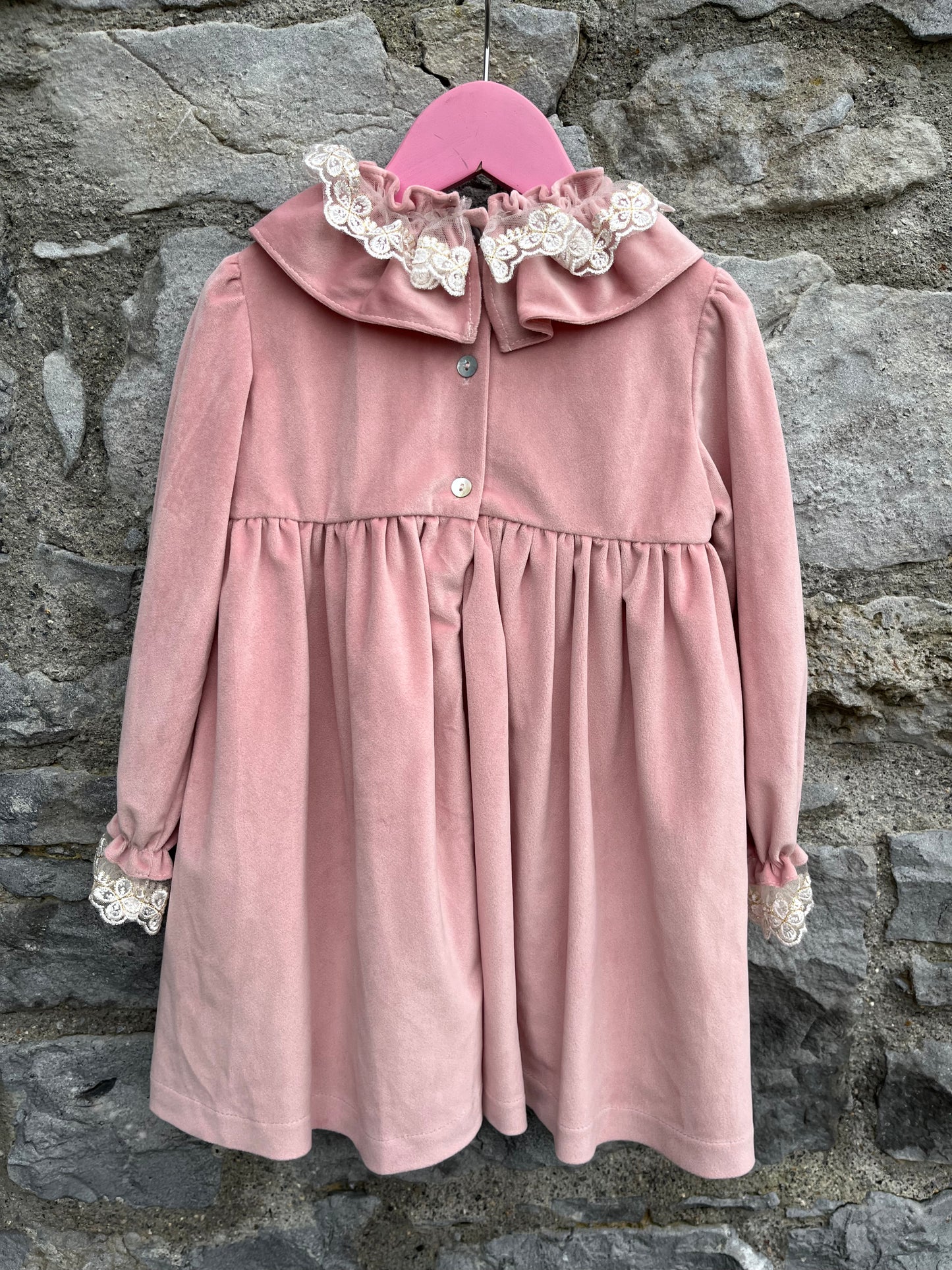 Pink velvet dress 3-4y (98-104cm)