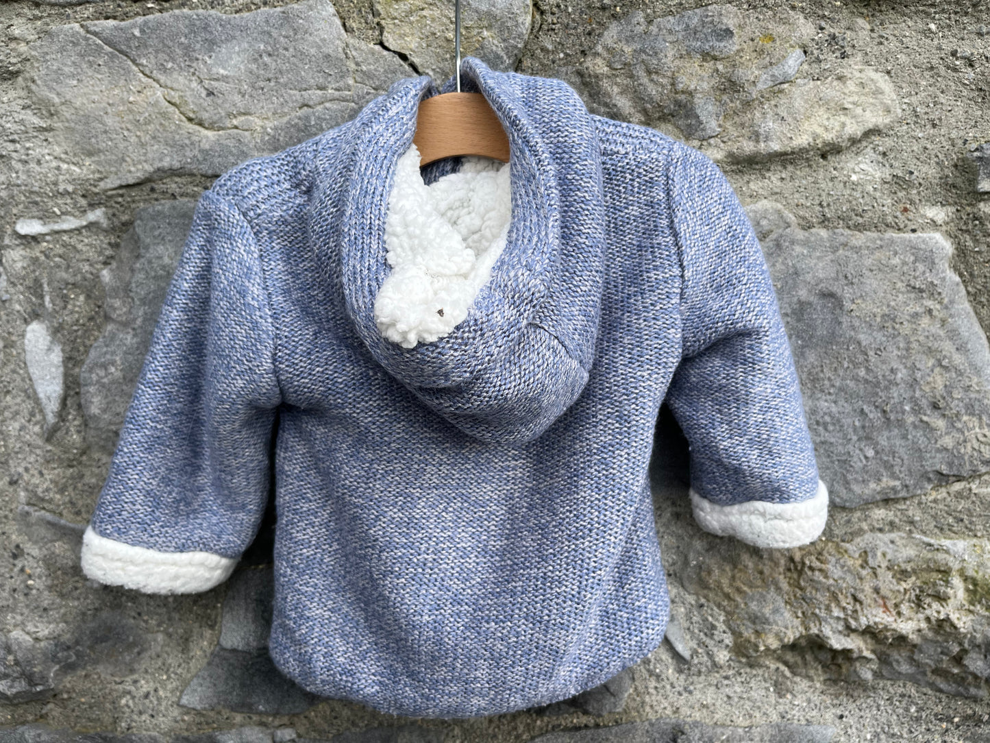 Blue furry lined cardigan 3-6m (62-68cm)