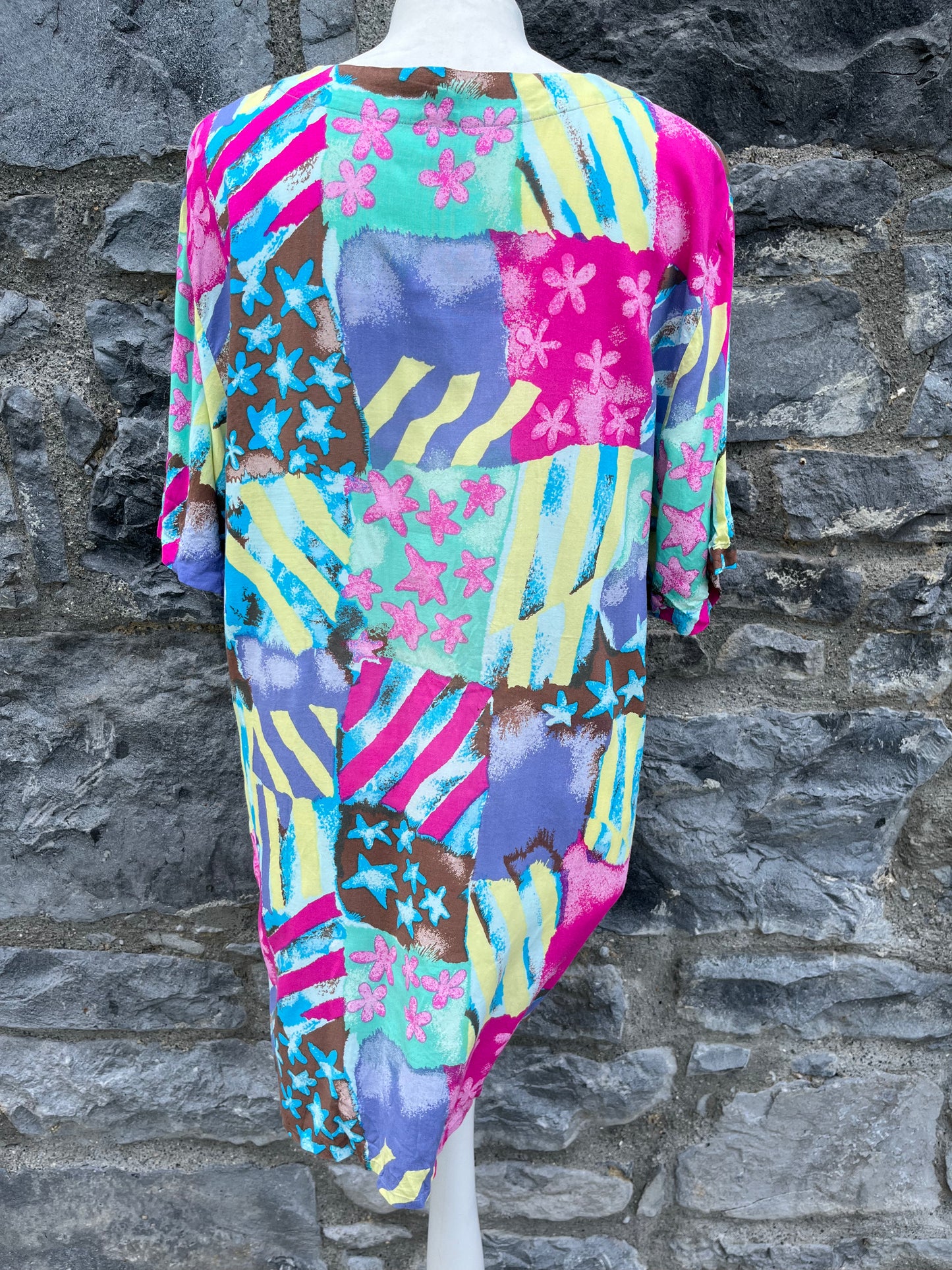 80s pink abstract shirt uk 12-14