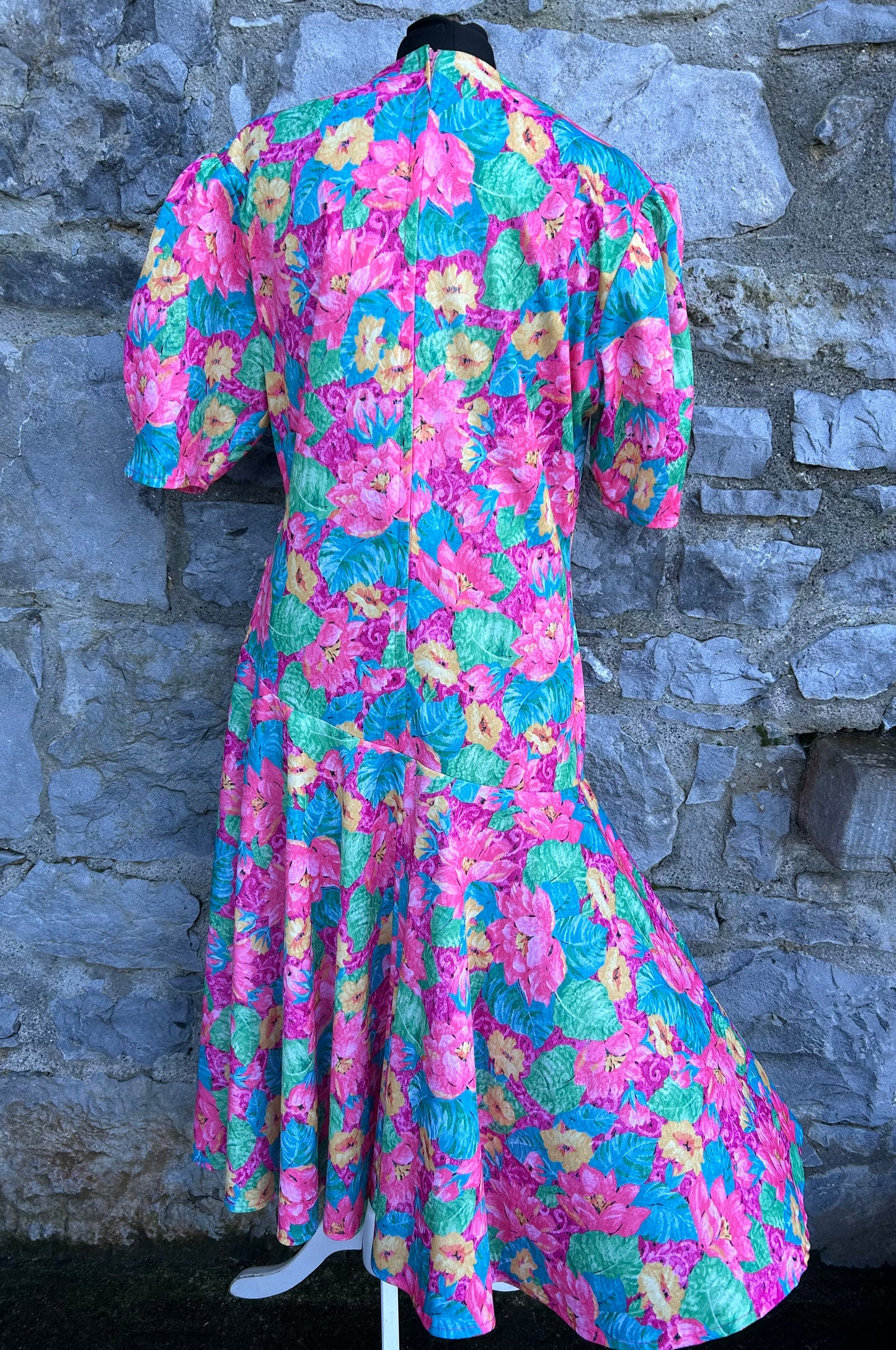 80s pink floral dress uk 14-16