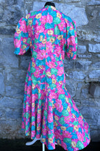 Load image into Gallery viewer, 80s pink floral dress uk 14-16
