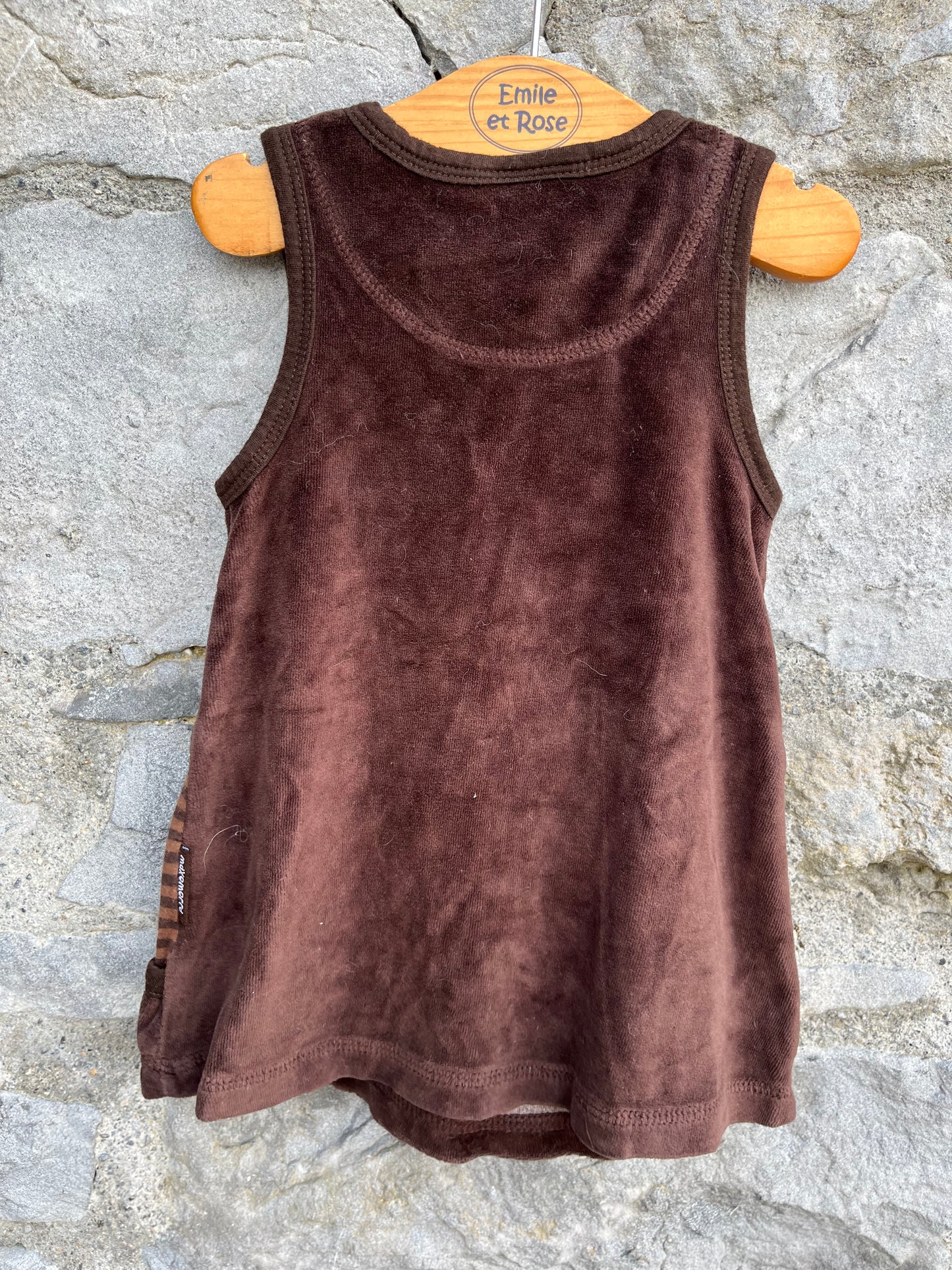 Brown velour pinafore   3-6m (62-68cm)