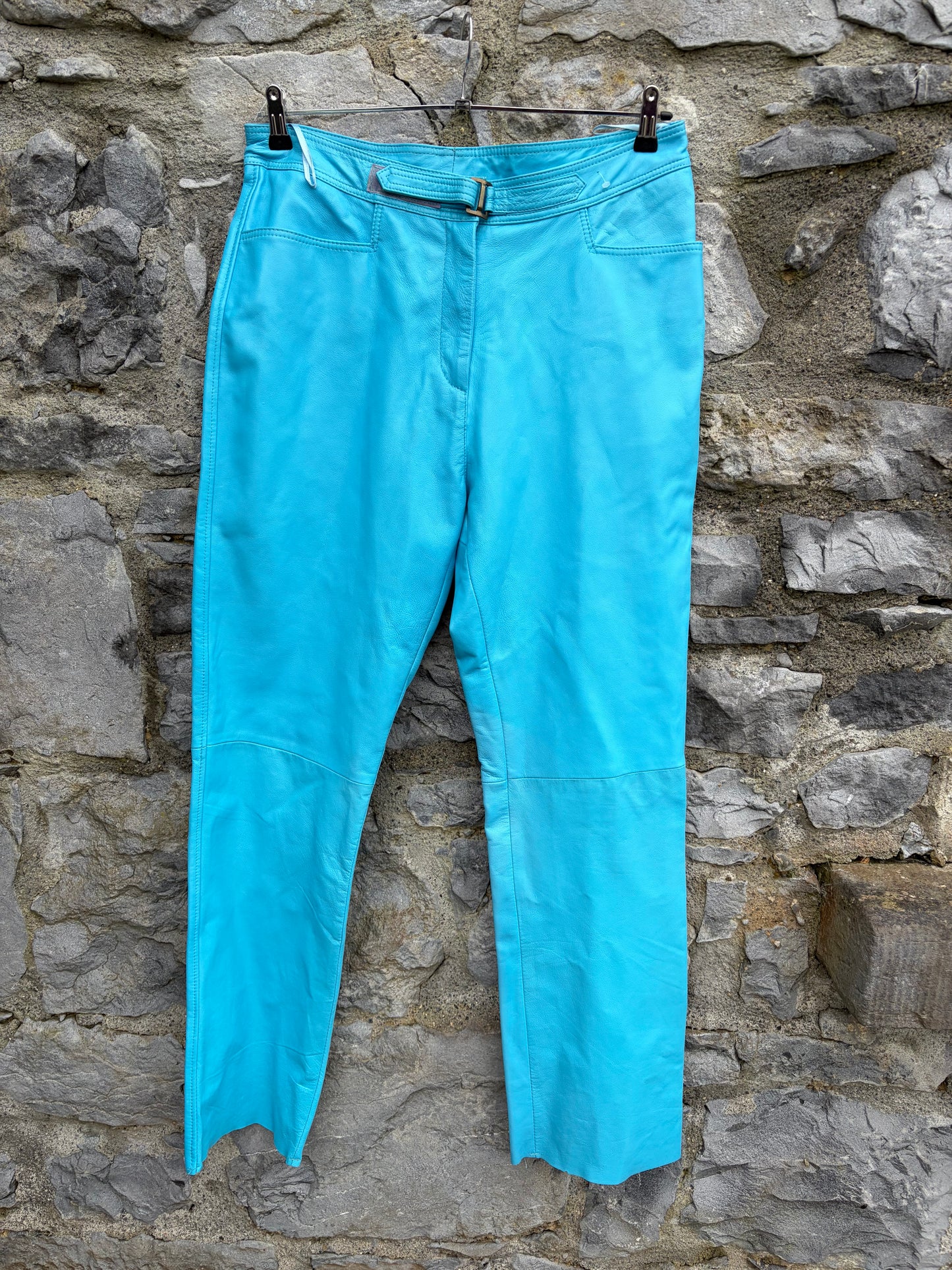 80s teal leather pants uk 16