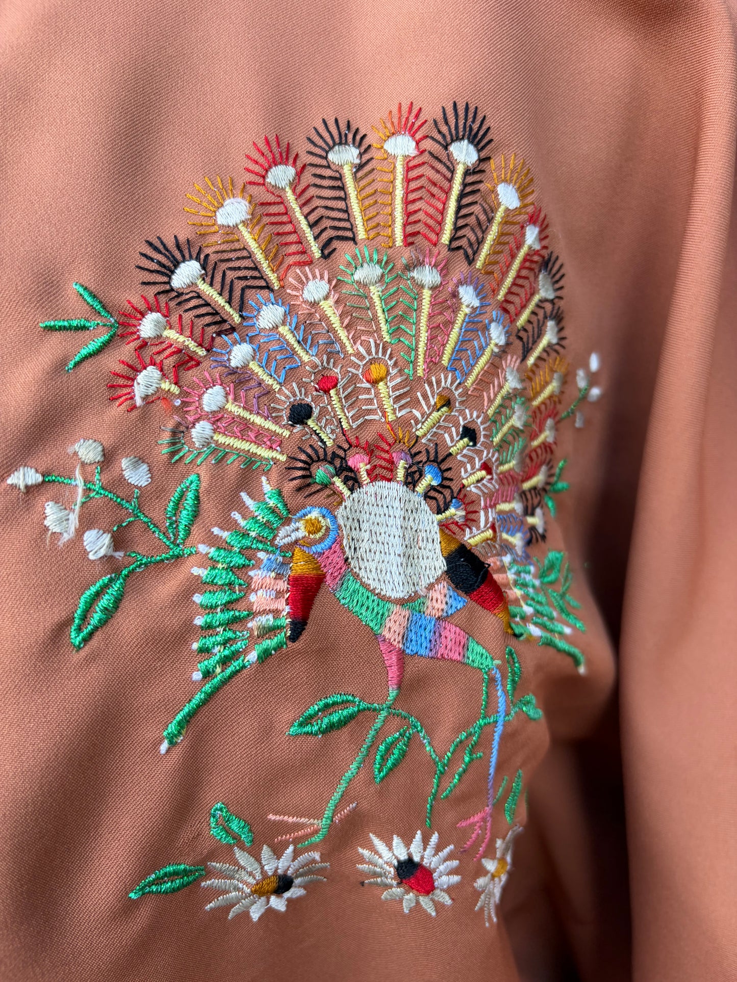 80s brown embroidered top uk 8