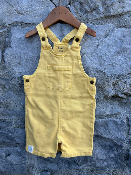 Yellow denim short dungarees  18-24m (86-92cm)
