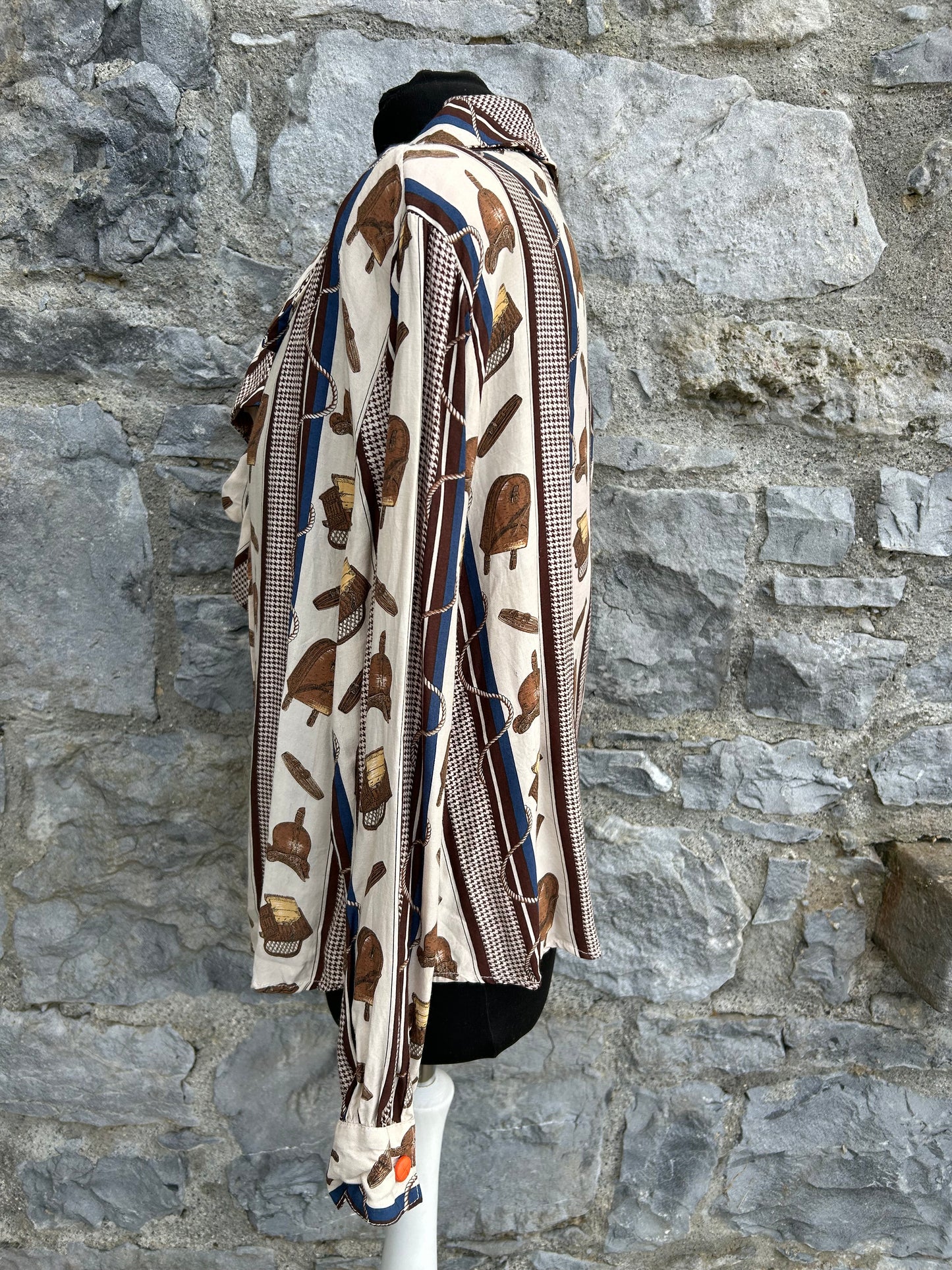 80s brown panel shirt uk 12