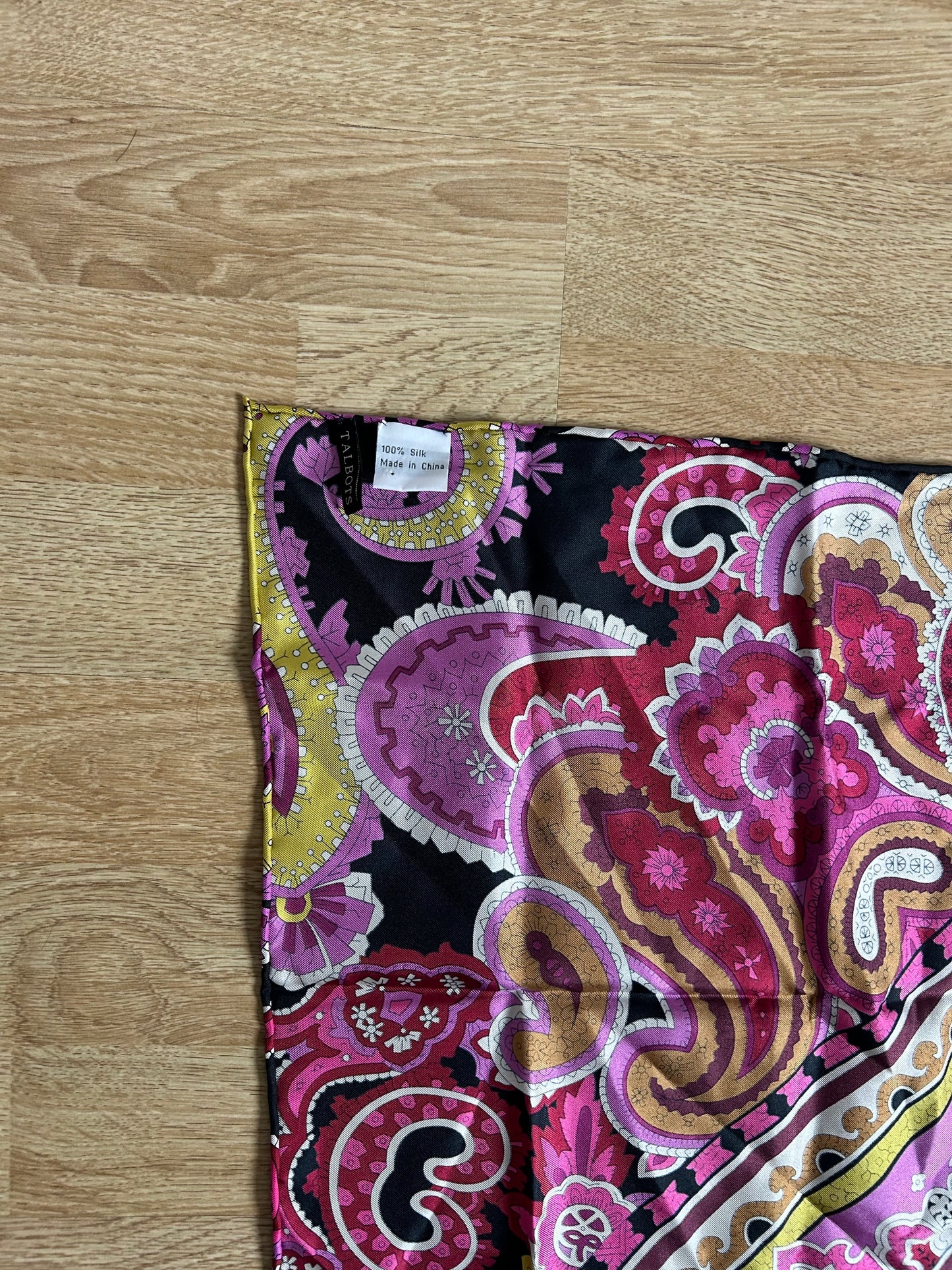 Purple paisley silk scarf