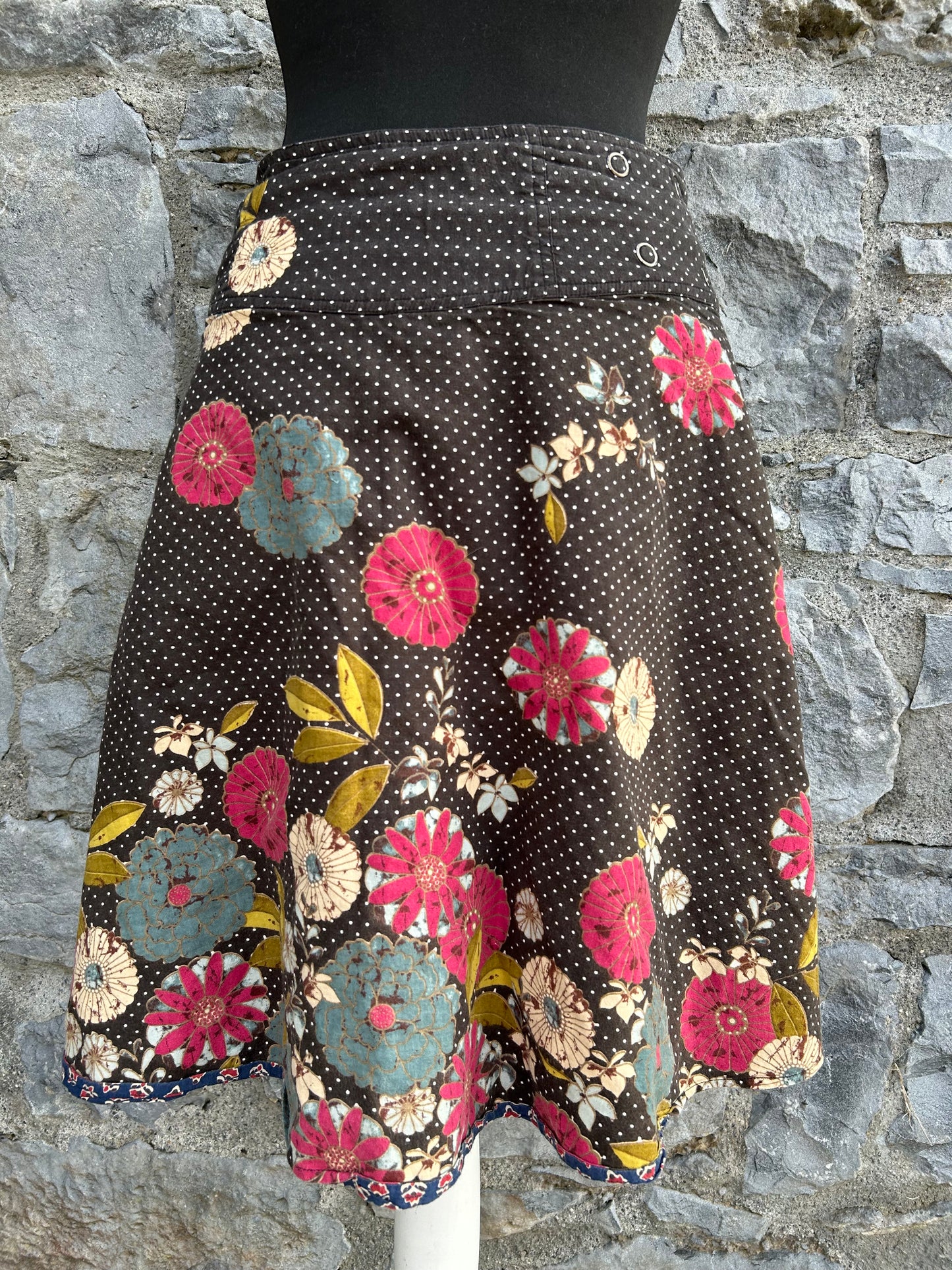 Brown Floral reversible skirt uk 10-14