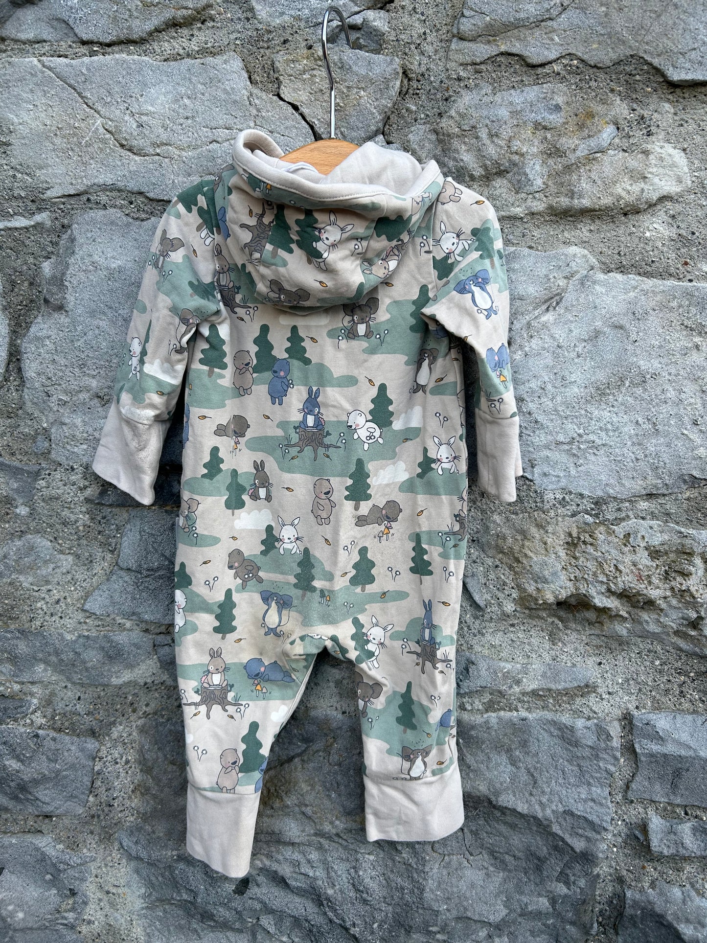 Pop woodland animals hooded onesie  0-1m (50-56cm)