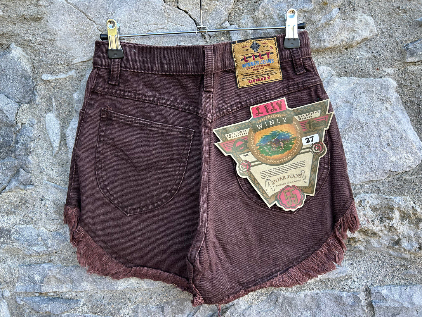 90s maroon denim shorts uk 8