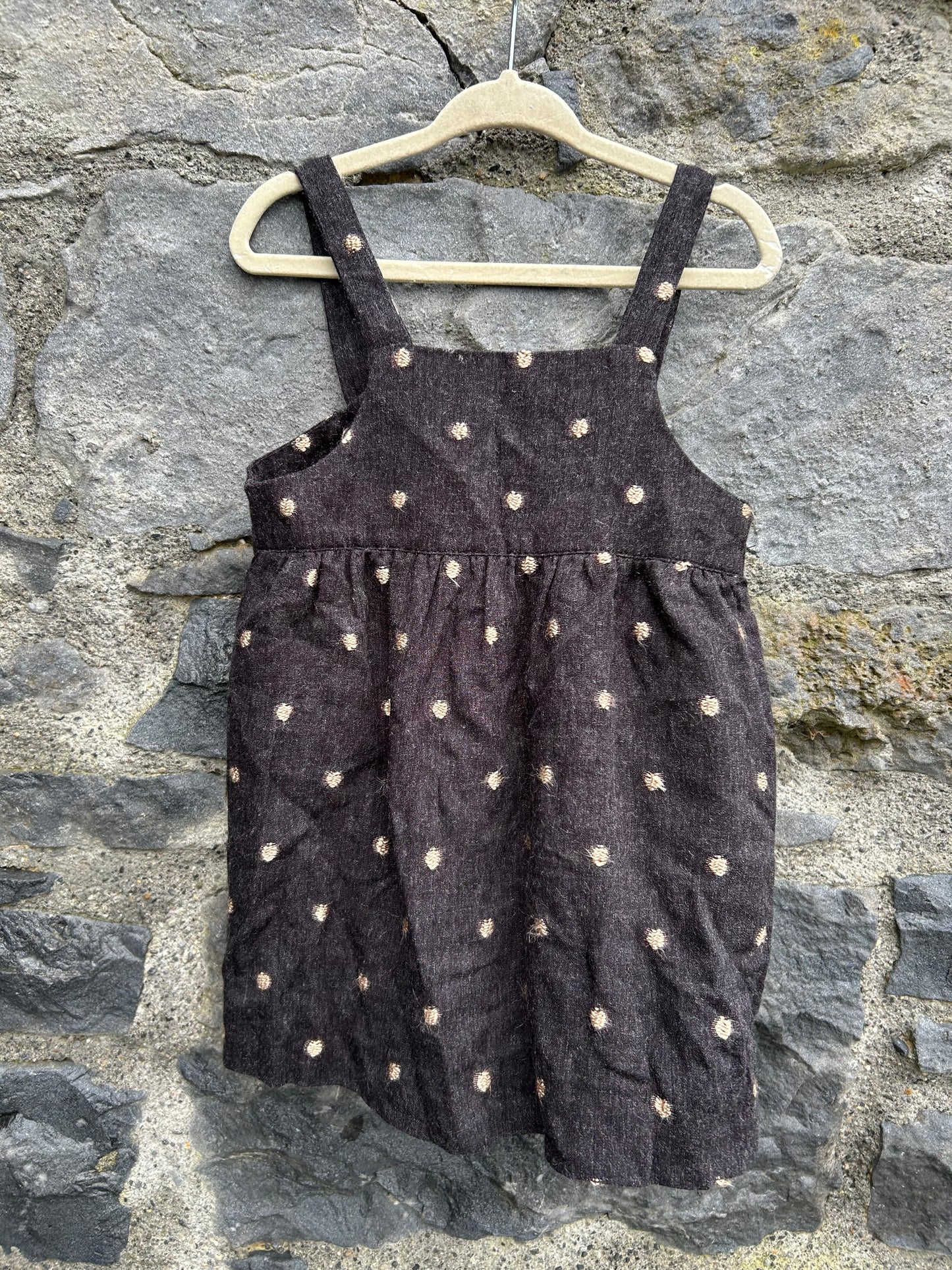 Spotty charcoal pinafore  18-24m (86-92cm)