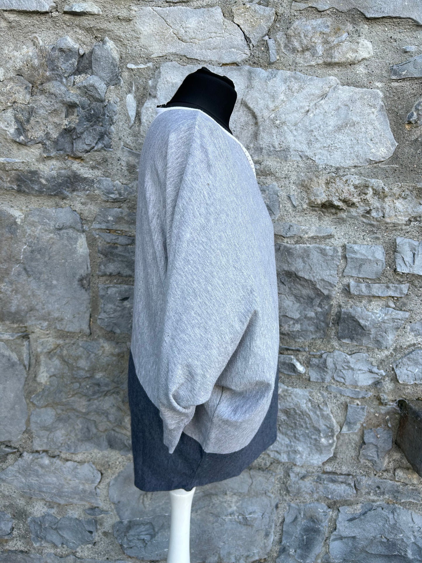 Grey color-block knit jumper uk 12-14