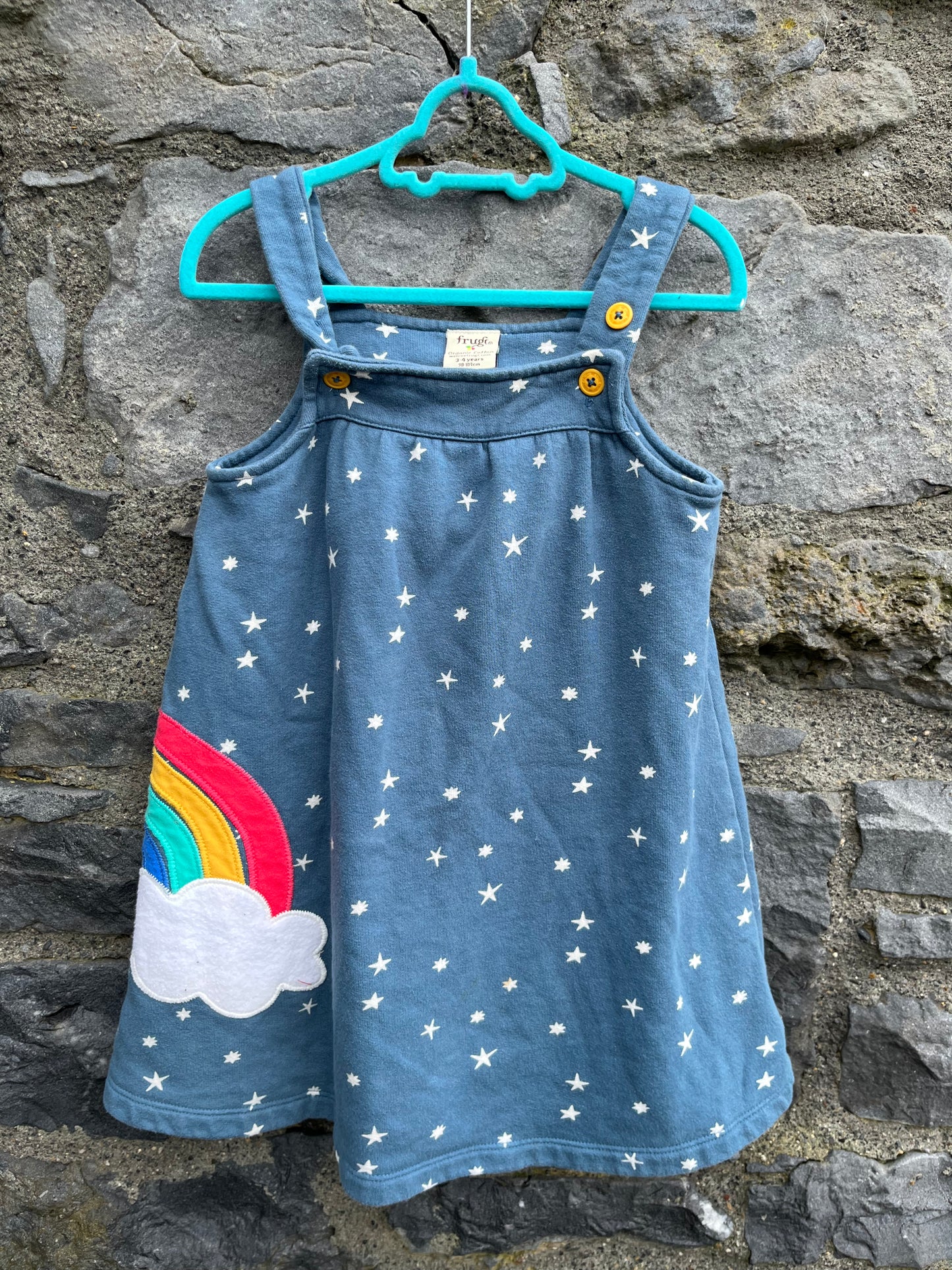 Navy sweat rainbow pinafore 3-4y (98-104cm)