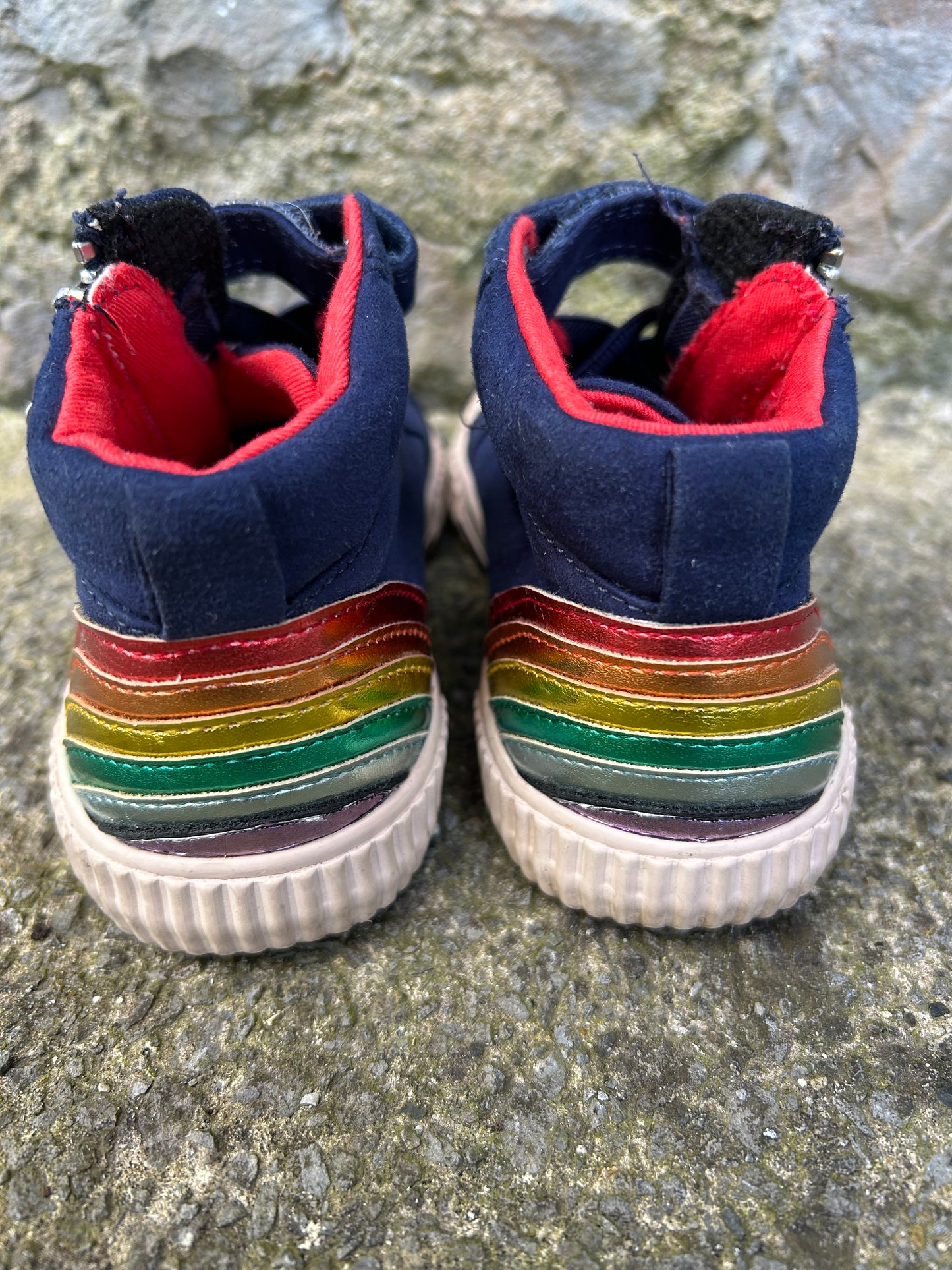 Rainbow navy hi top trainers  uk 10 (eu 28)