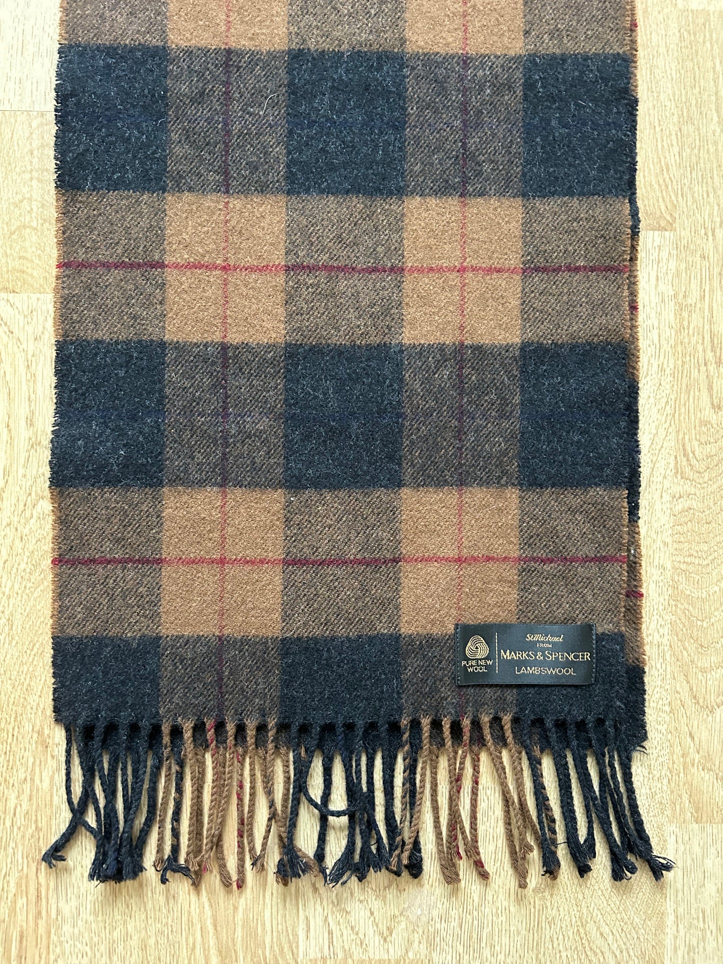 Brown&black checked scarf