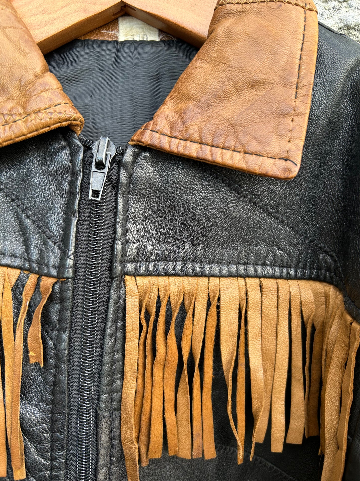 90s leather tassel jacket  4-5y (104-110cm)