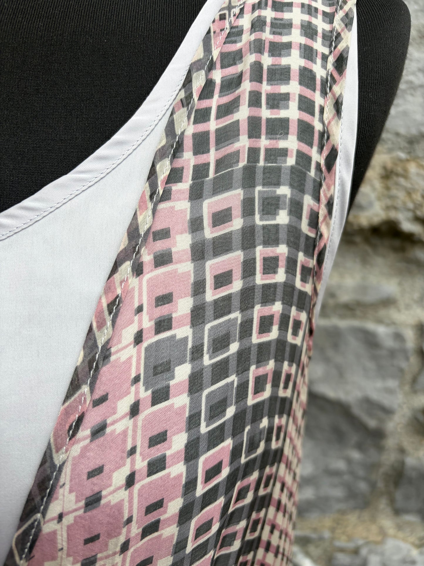 Grey&pink patterned silk dress uk 12