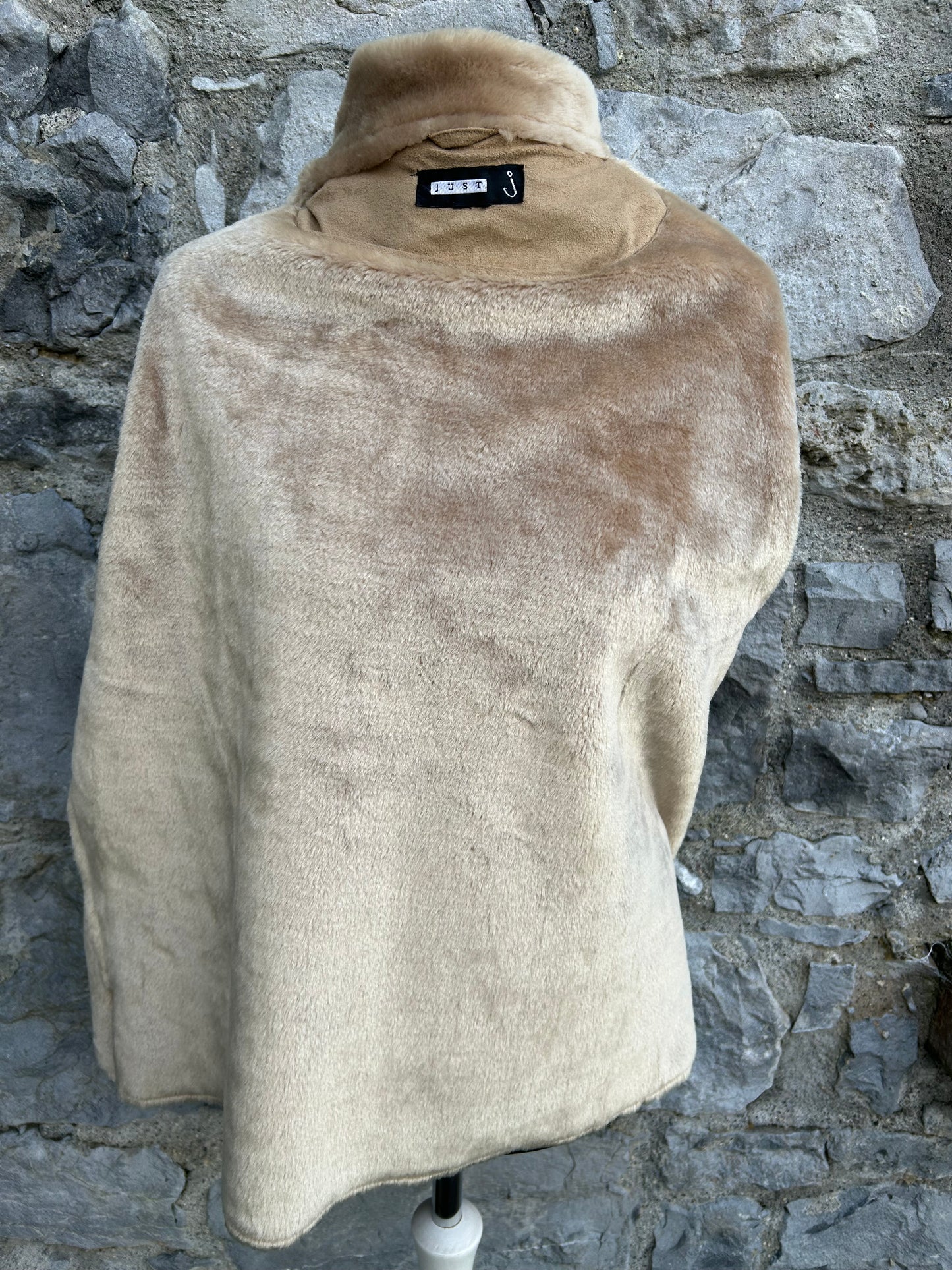 Y2K beige faux suede jacket uk 14-16
