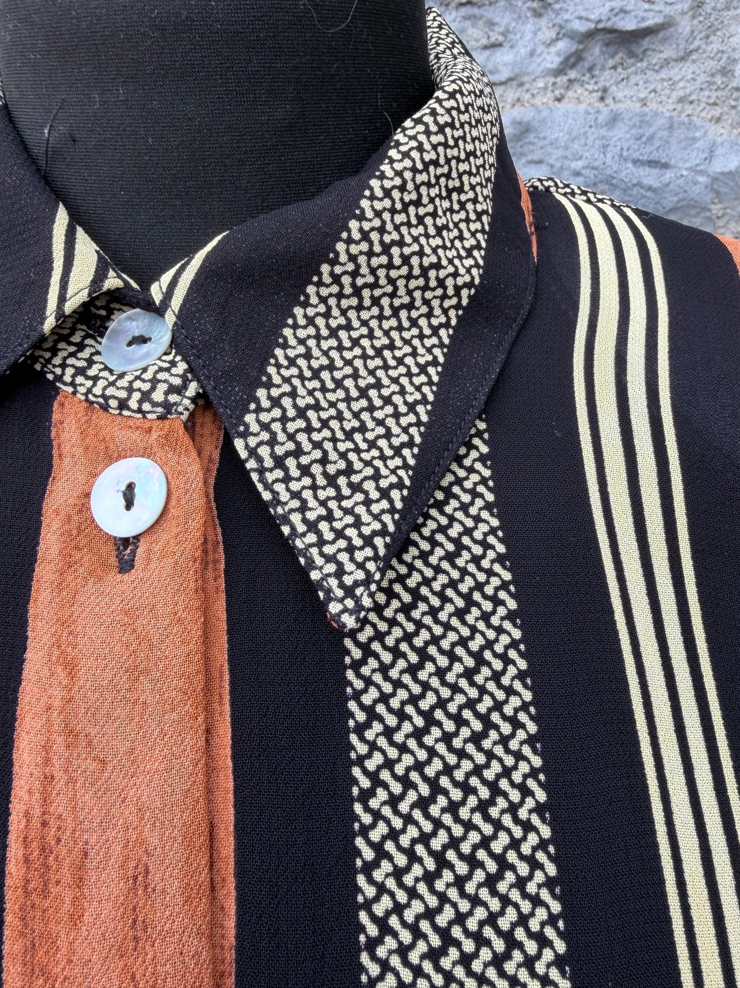 90s brown stripy shirt uk 10-12
