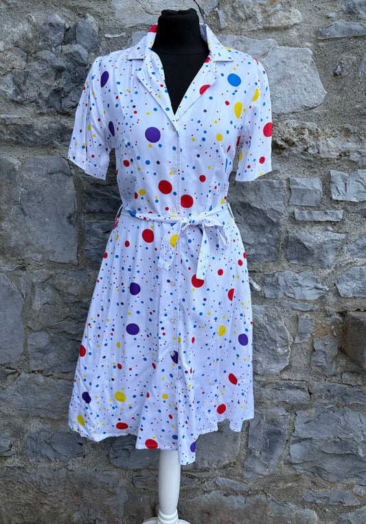 Colourful Dots white dress uk 10