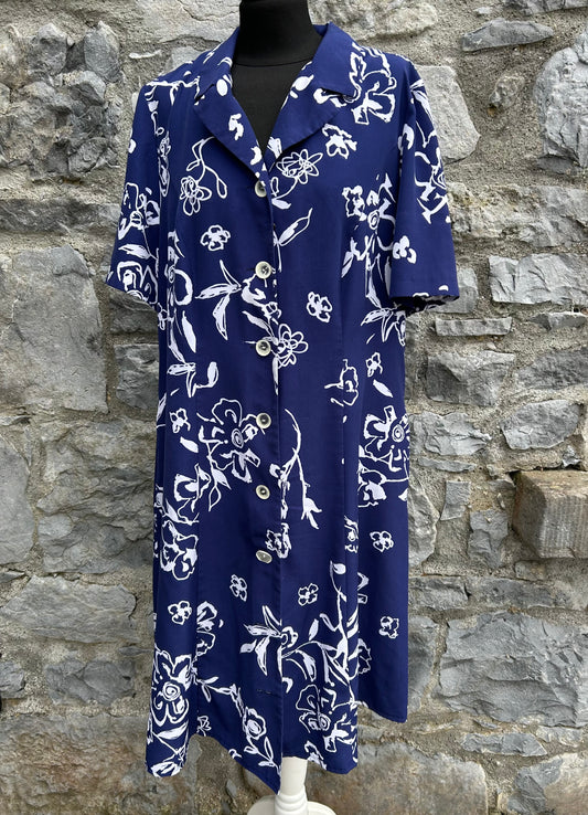 90s blue floral dress uk 16