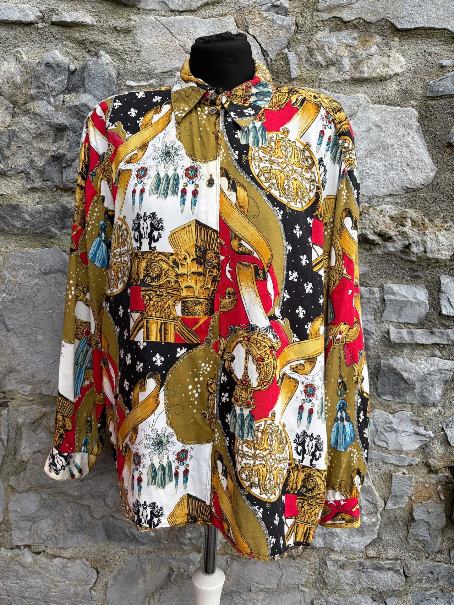 80s baroque print shirt uk 16-18
