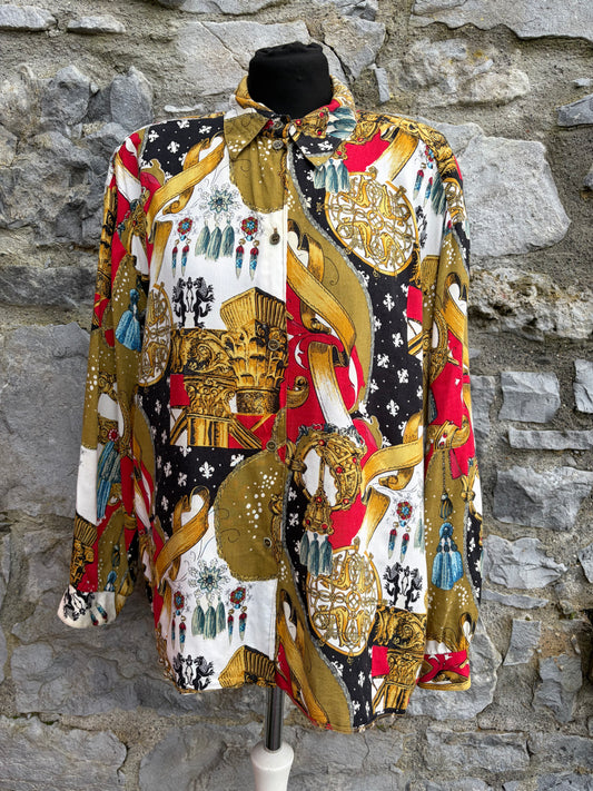 80s baroque print shirt uk 16-18