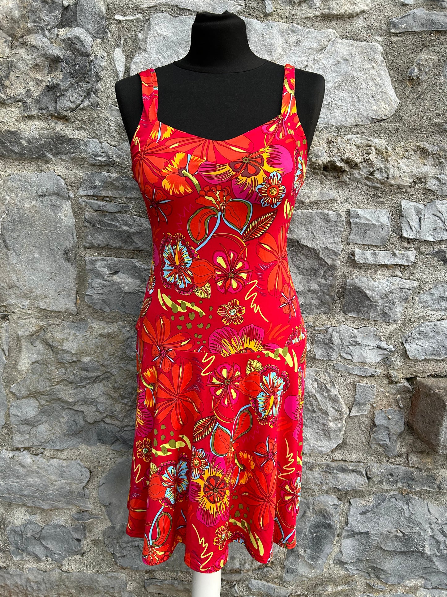 Y2K red floral dress uk 6-8