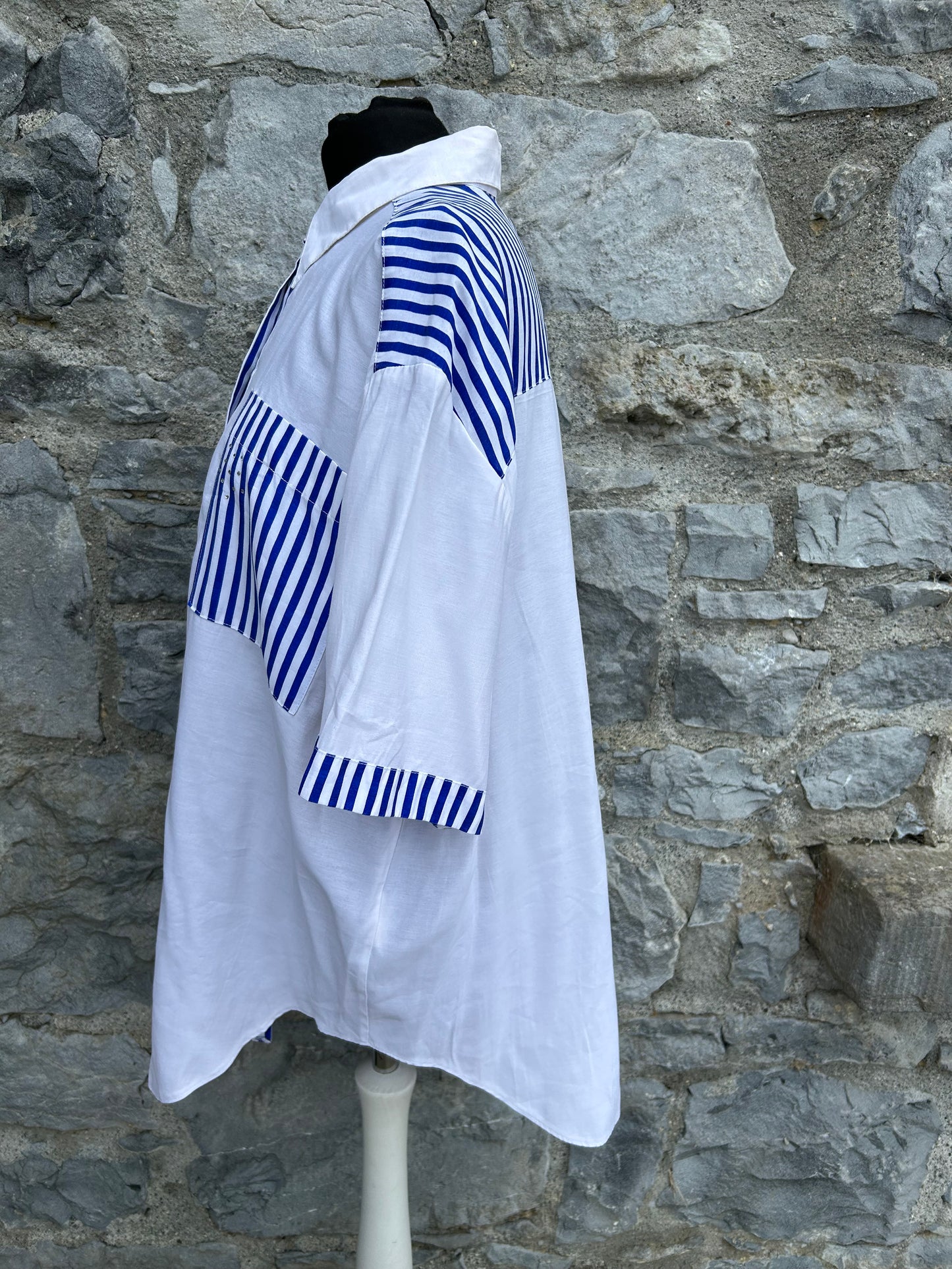90s white stripy shirt Large