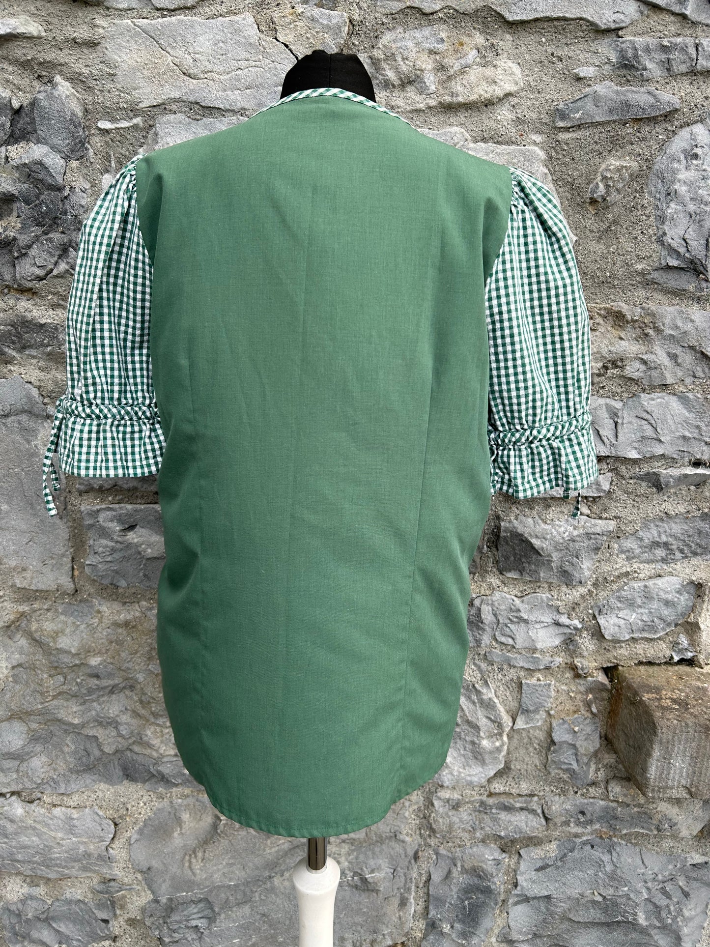 80s green&check folk blouse uk 12