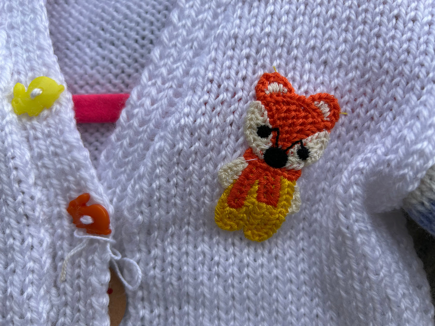 White fox cardigan  0-1m (50-56cm)