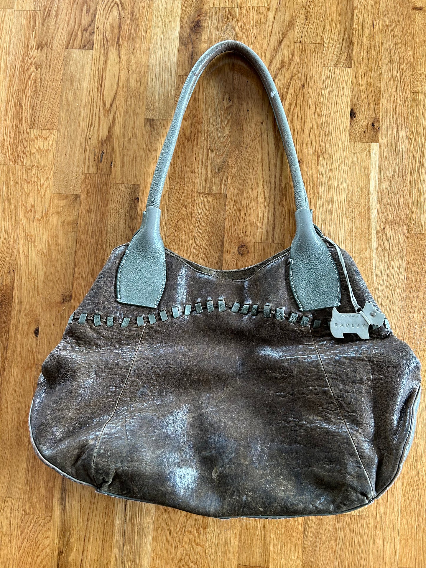 Brown leather handbag