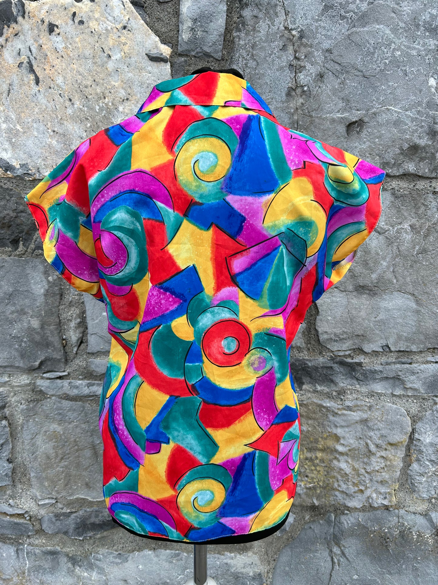 80s abstract rainbow blouse uk 8-10