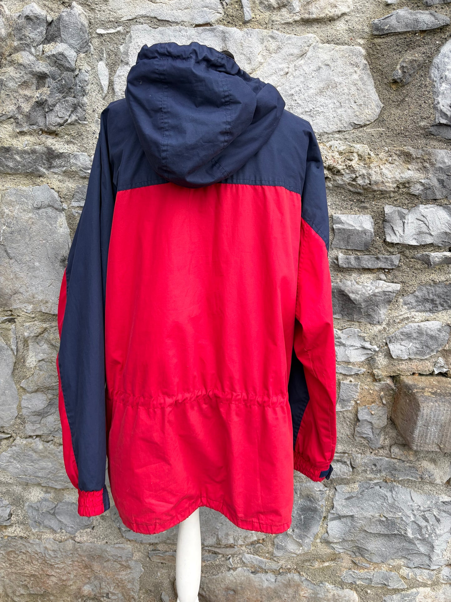 80s Red&navy half zip windbreaker  Large
