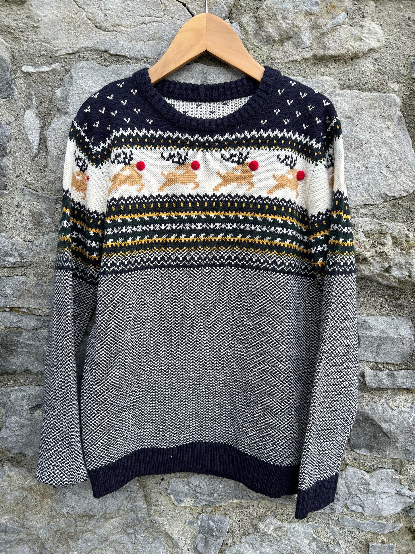 Christmas reindeer navy jumper  11-12y (146-152cm)
