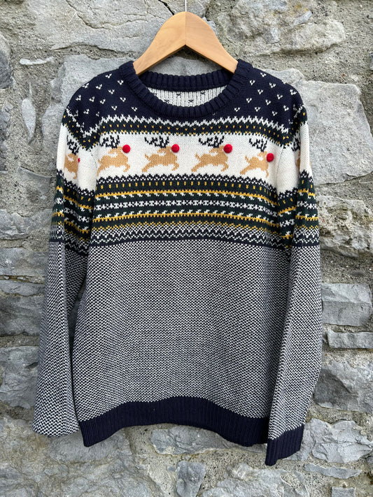 Christmas reindeer navy jumper  11-12y (146-152cm)