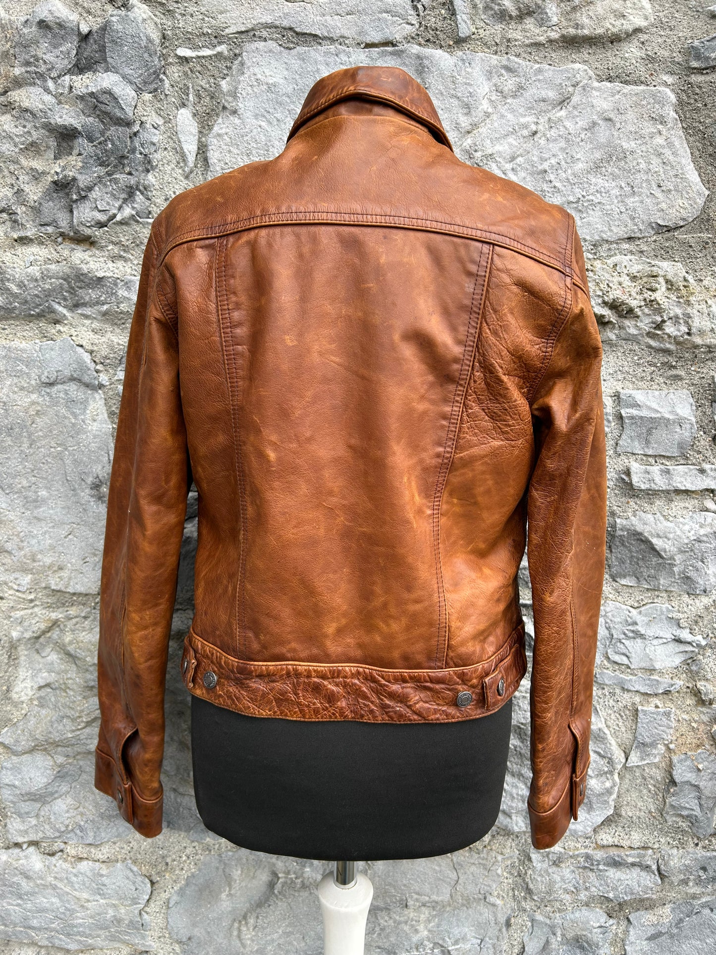 90s brown leather jacket uk 6-8