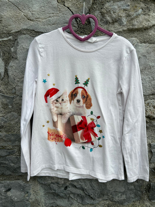 Cat&puppy white top 9-10y (134-140cm)