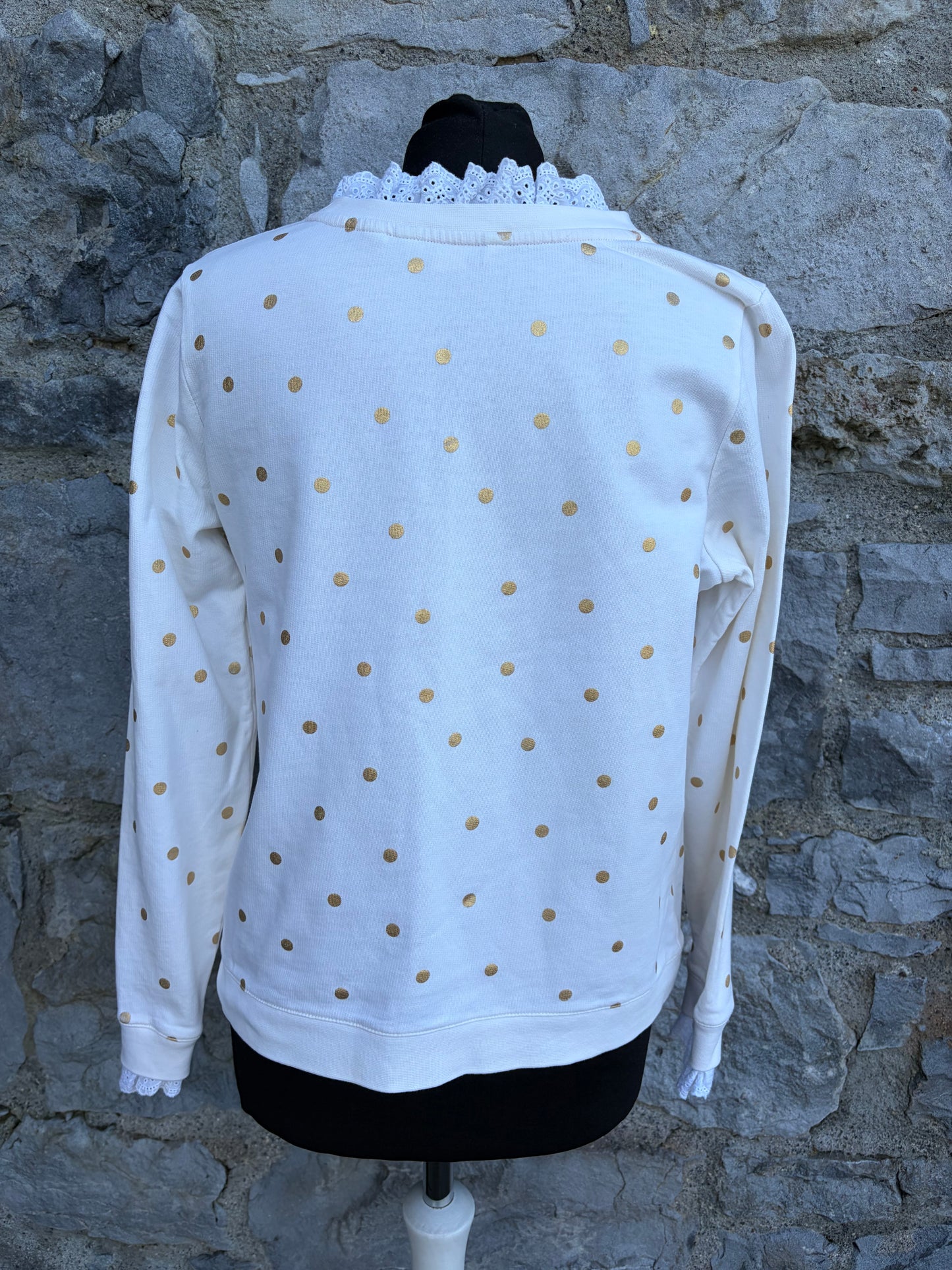 Polka dot white sweatshirt uk 10