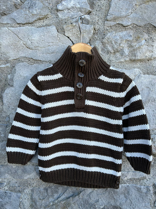 Y2K brown stripy jumper 12-18m (80-86cm)