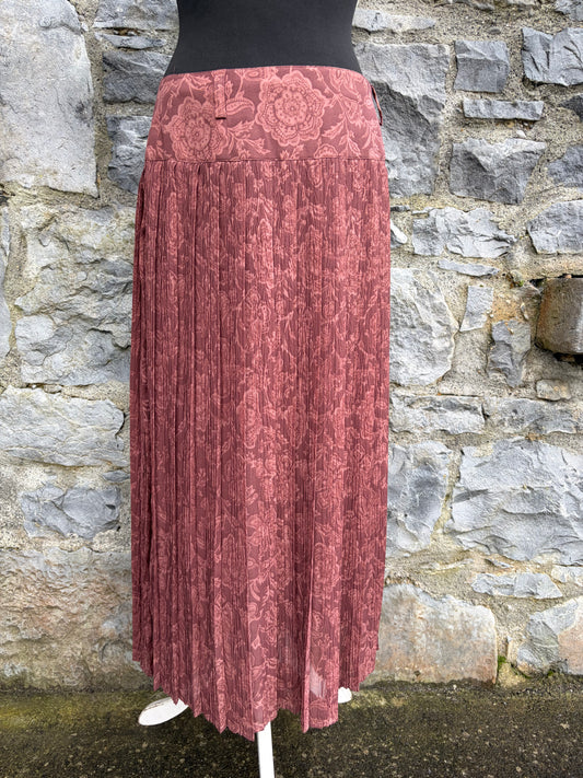 90s floral maroon maxi skirt uk 10