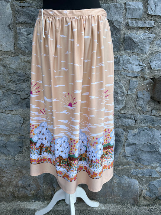 80s beige landscape skirt uk 10