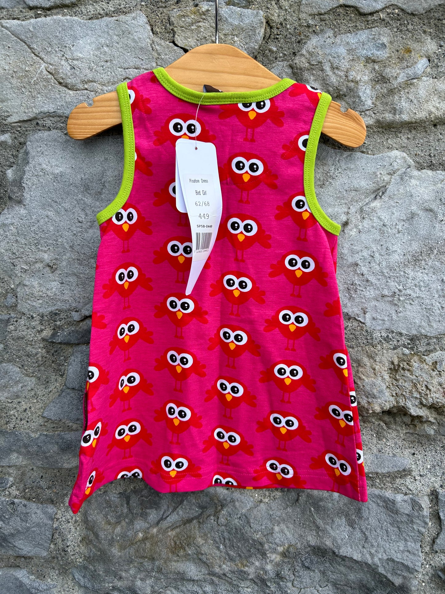 Pink bird pinafore  3-6m (62-68cm)