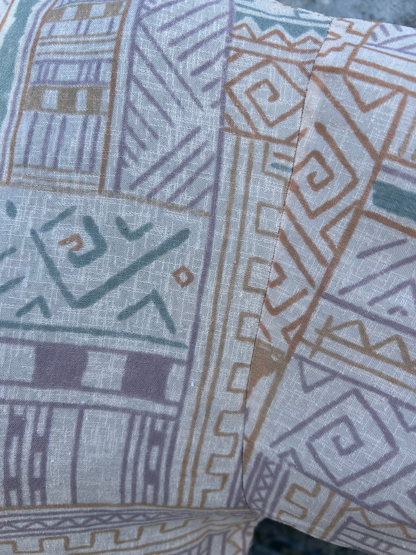 80s beige geometric top uk 10-12