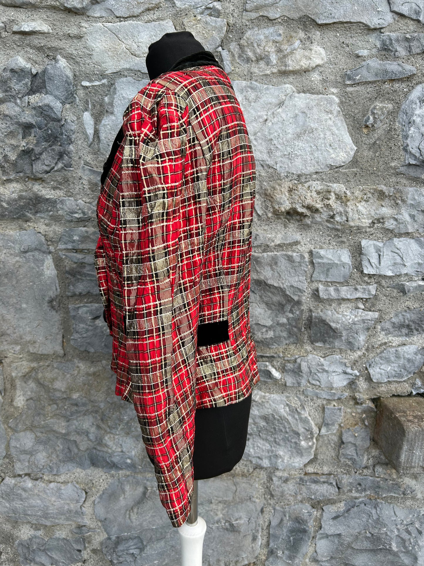 80s red&gold check jacket uk 10-12